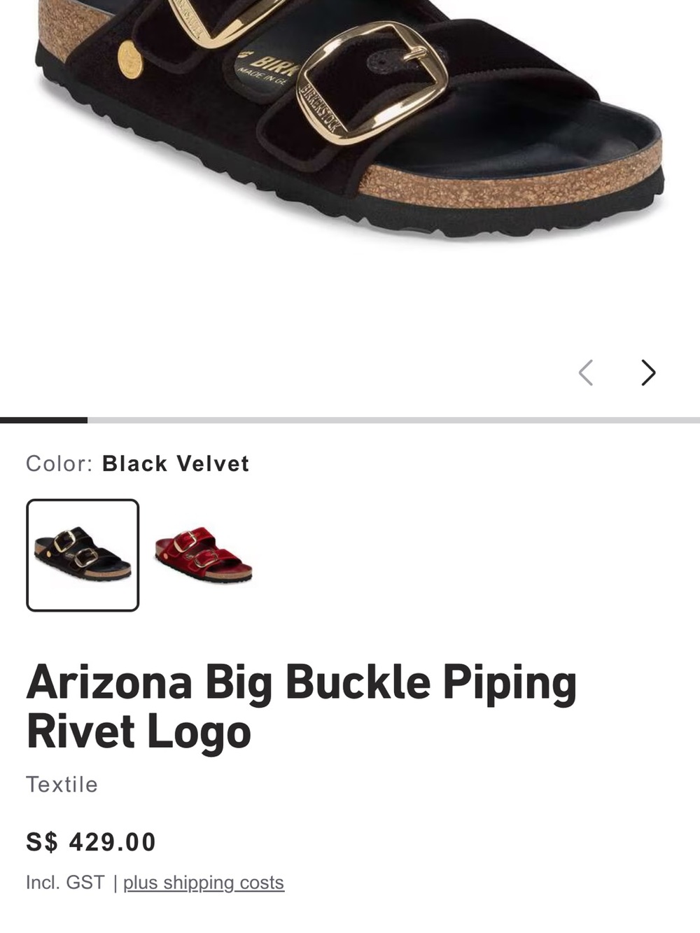 Birkenstock Arizona Big Buckle Piping Rivet Logo sandals black velvet LIMITED ED - Picture 6 of 8